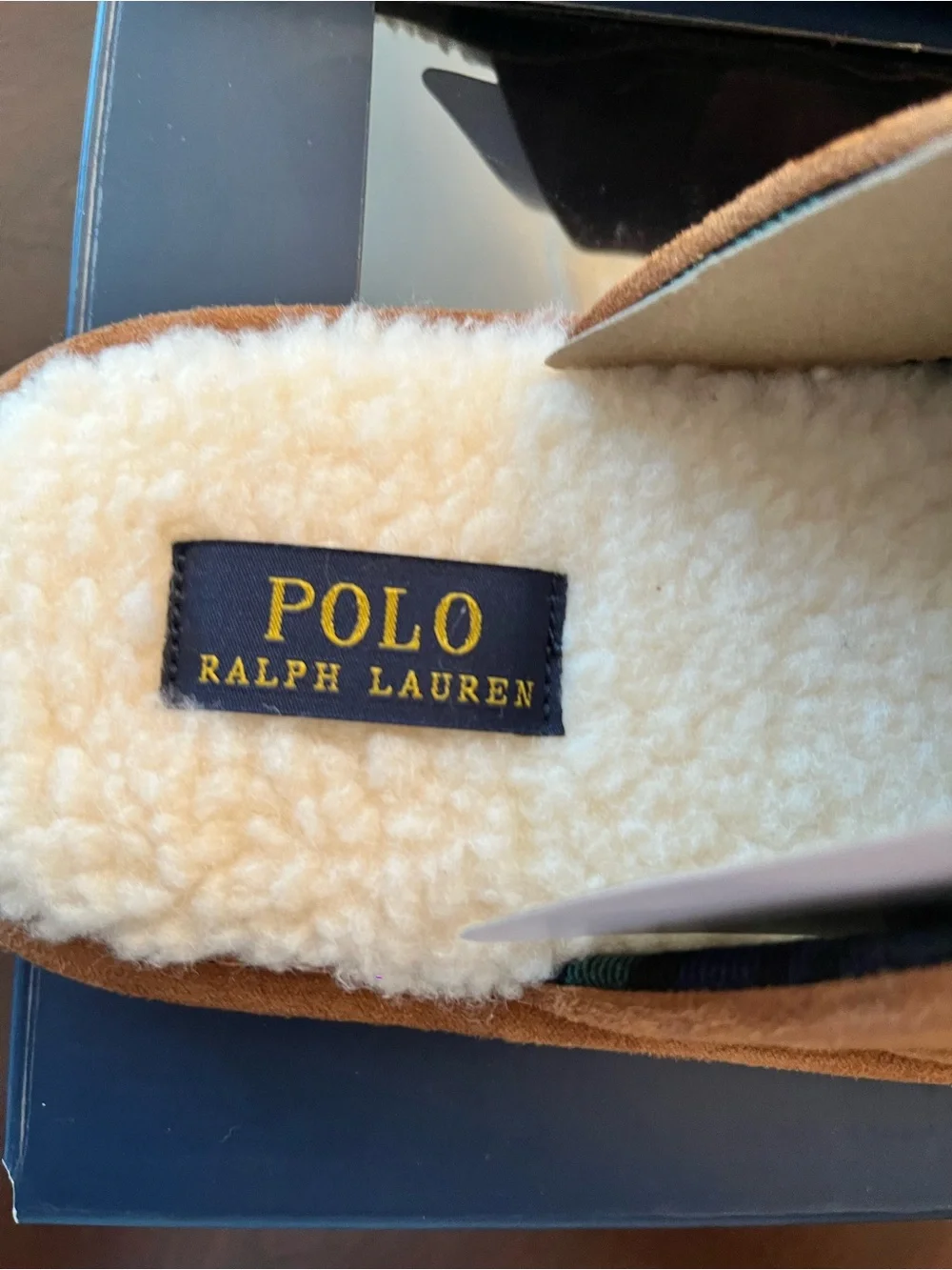 Polo by Ralph Lauren Men's Tan Suede Logo Slippers